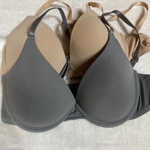 No Boundaries Push Bra Padded Size 34C Lot Of 2 Cream and Gray